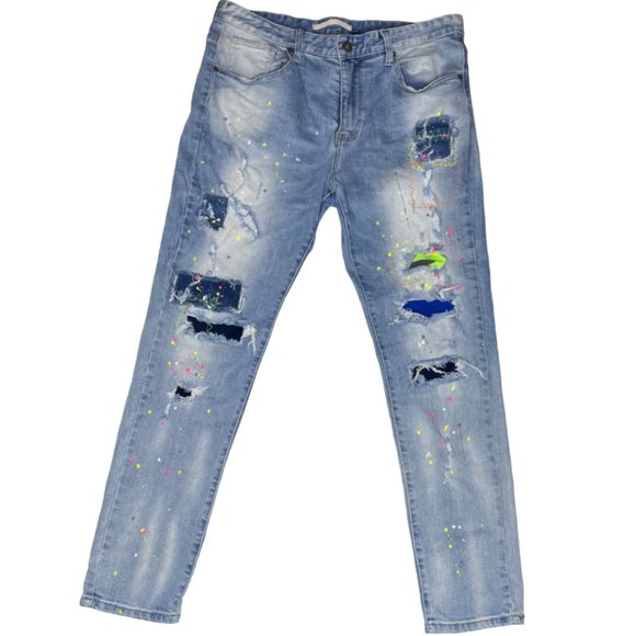 Kloud 9 Other - Kloud 9 Jeans Men's size 38 x 32 Light Wash Distressed Paint Splatter